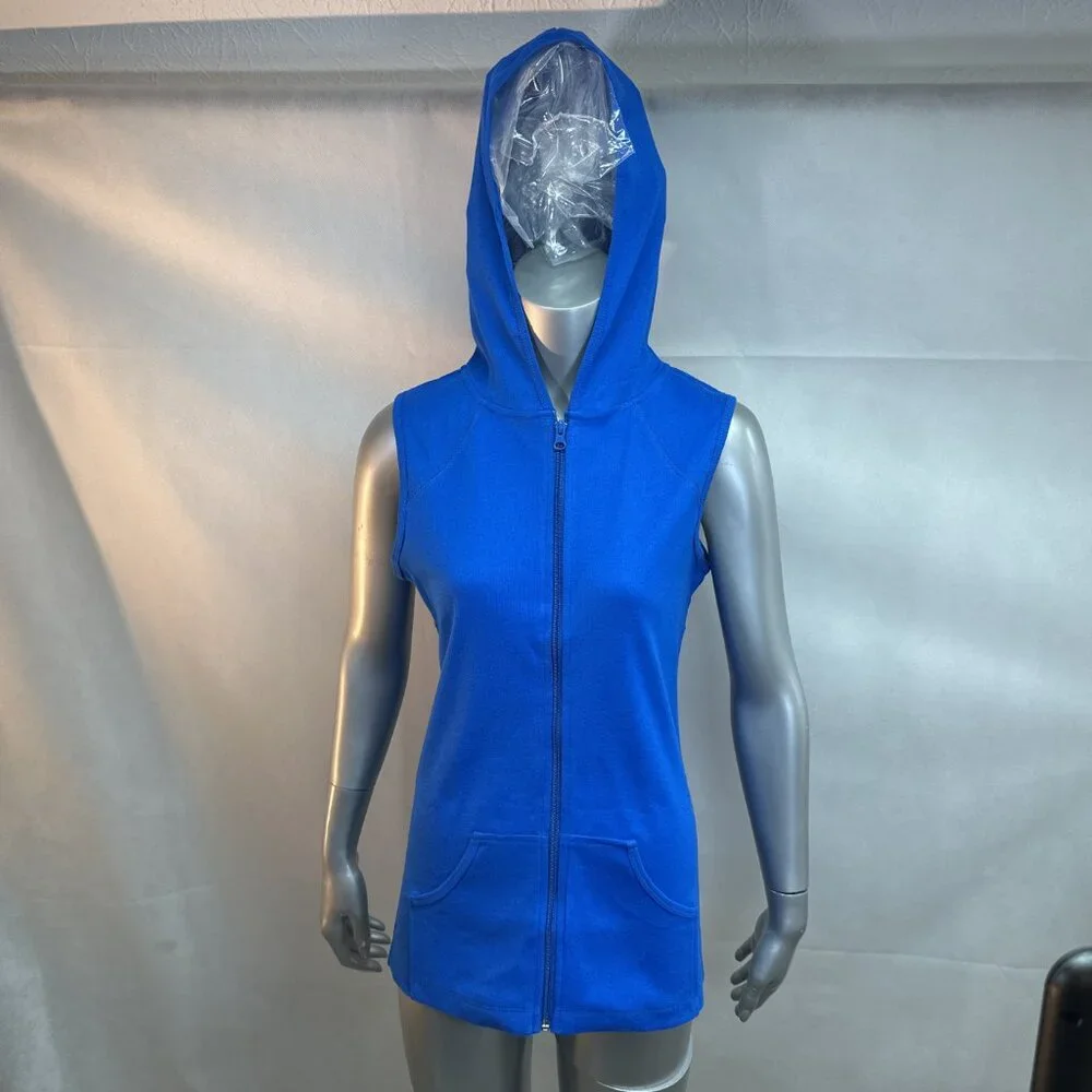 NWOT Full-Zip Sleeveless Hoodie/Vest with Kangaroo Pockets - Picture 3 of 8